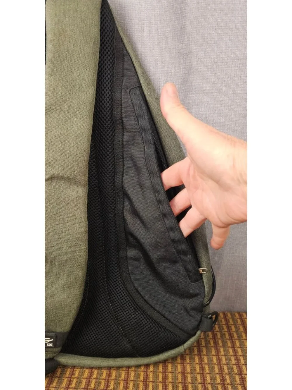 DC Sling Backpack Olive Black Adjustable Strap Multiple Compartments Durable Lig